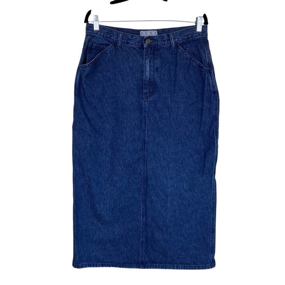 Real Comfort Vintage 90s Carpenter Style Denim Skirt Maxi Length Sz 14 Petite - Picture 1 of 14